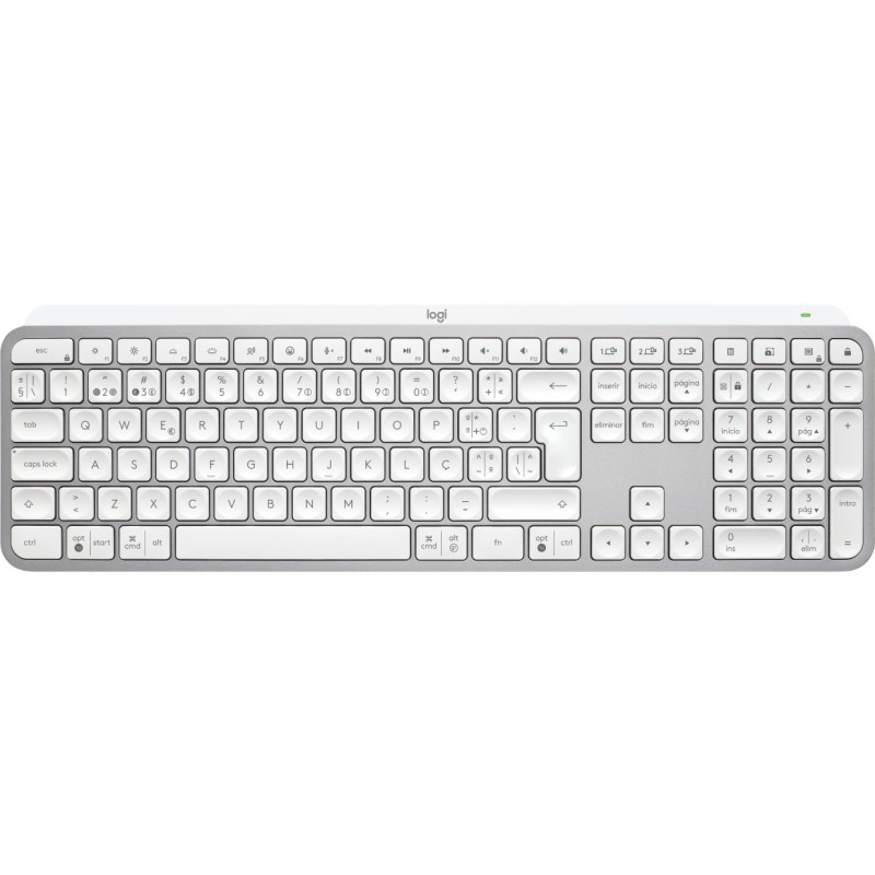 Logitech MX Keys S tastiera Universale RF senza fili + Bluetooth Portoghese Alluminio, Bianco