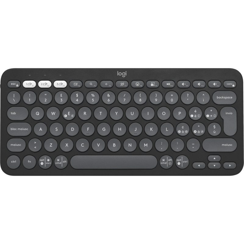 Logitech Pebble Keys 2 K380s tastiera Universale RF senza fili + Bluetooth QWERTY Italiano Grafite