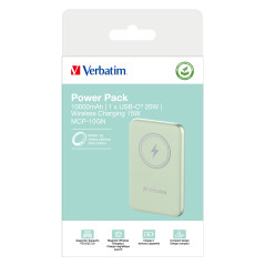 Verbatim Charge 'n' Go Polimeri di litio (LiPo) 10000 mAh Carica wireless Verde