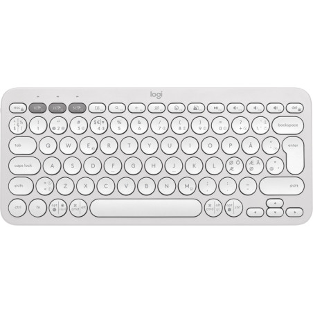 Logitech Pebble Keys 2 K380s tastiera Universale RF senza fili + Bluetooth QWERTY Danese, Finlandese, Norvegese, Svedese Bianco