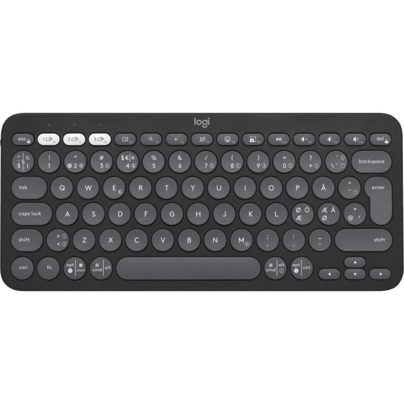 Logitech Pebble Keys 2 K380s tastiera Universale RF senza fili + Bluetooth QWERTY Danese, Finlandese, Norvegese, Svedese Grafite