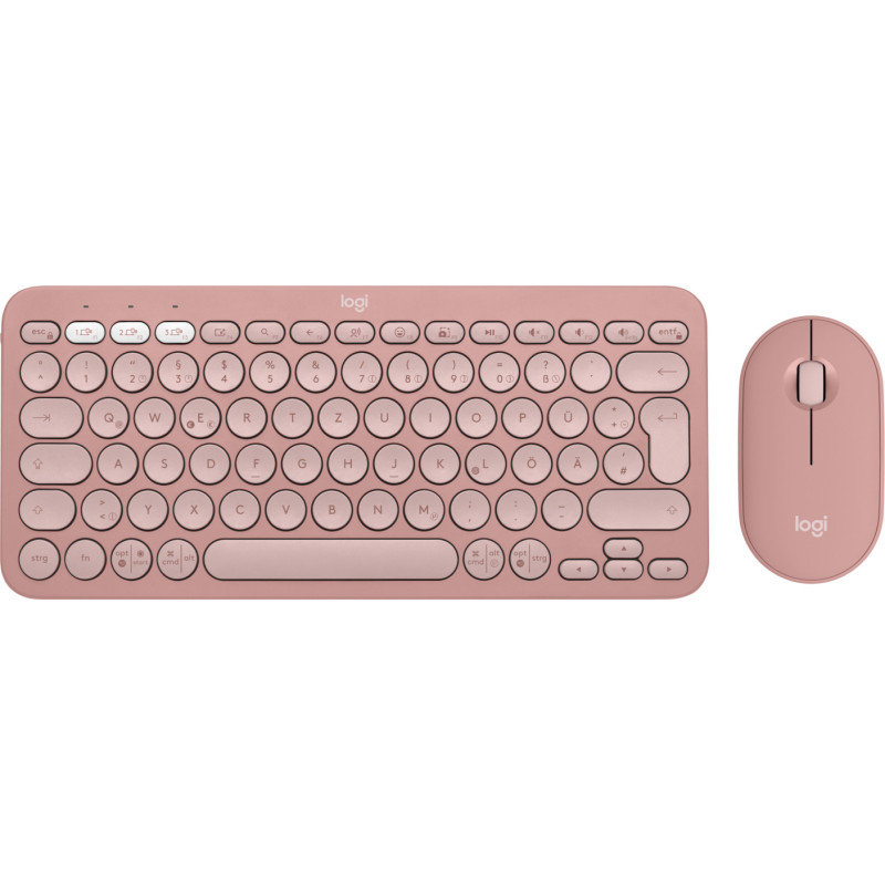 Logitech Pebble 2 Combo tastiera Mouse incluso Universale RF senza fili + Bluetooth QWERTZ Tedesco Rosa