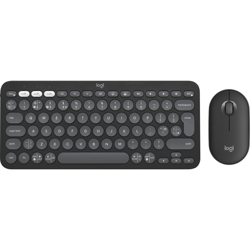 Logitech Pebble 2 Combo tastiera Mouse incluso Universale RF senza fili + Bluetooth QWERTY Inglese UK Grafite