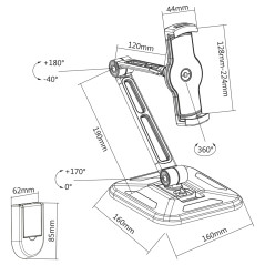 InLine Supporto universale per tablet 4,7 "-12,9", per tavolo o parete