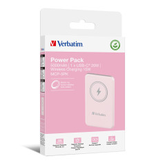 Verbatim Charge 'n' Go Polimeri di litio (LiPo) 5000 mAh Carica wireless Rosa