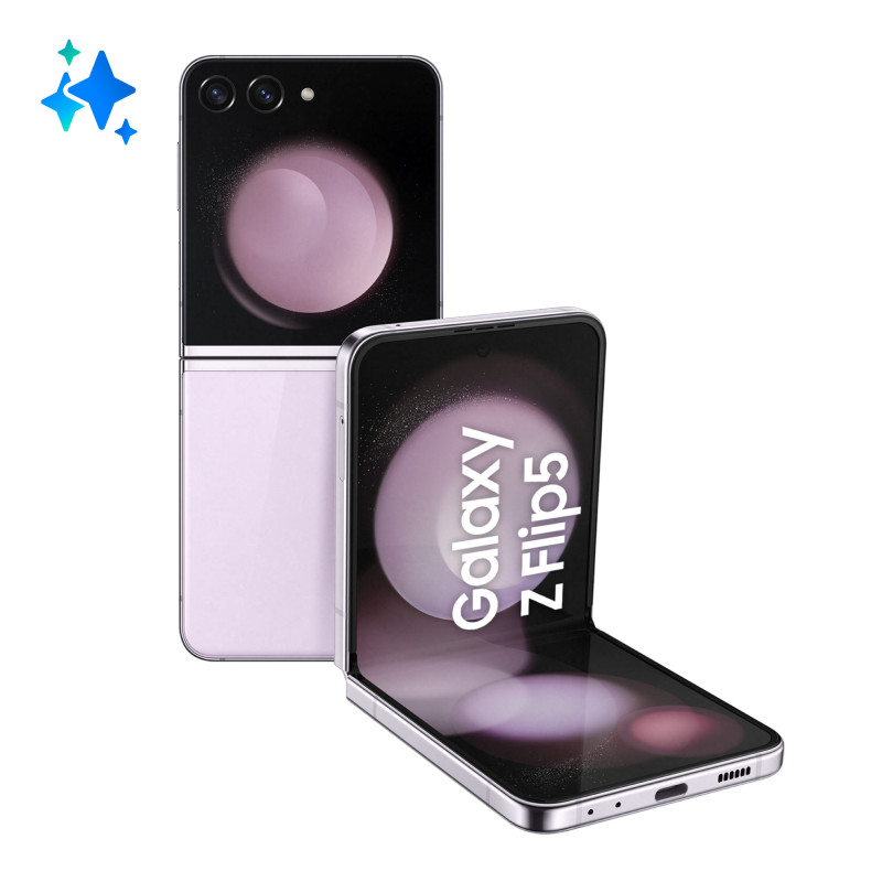 Samsung Galaxy Z Flip5 Smartphone AI RAM 8GB Display 3,4" Super AMOLED/6,7" Dynamic AMOLED 2X Lavender 256GB