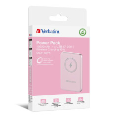 Verbatim Charge 'n' Go Polimeri di litio (LiPo) 10000 mAh Carica wireless Rosa