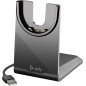 POLY Cuffie Voyager Focus 2 UC + cavo da USB-A a USB-C + supporto per ricarica