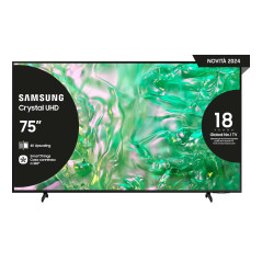 Samsung TV Crystal UHD 4K 75” UE75DU8070UXZT Smart TV Wi-Fi Black 2024, Processore Crystal 4K, 4K Upscaling, AirSlim Design,