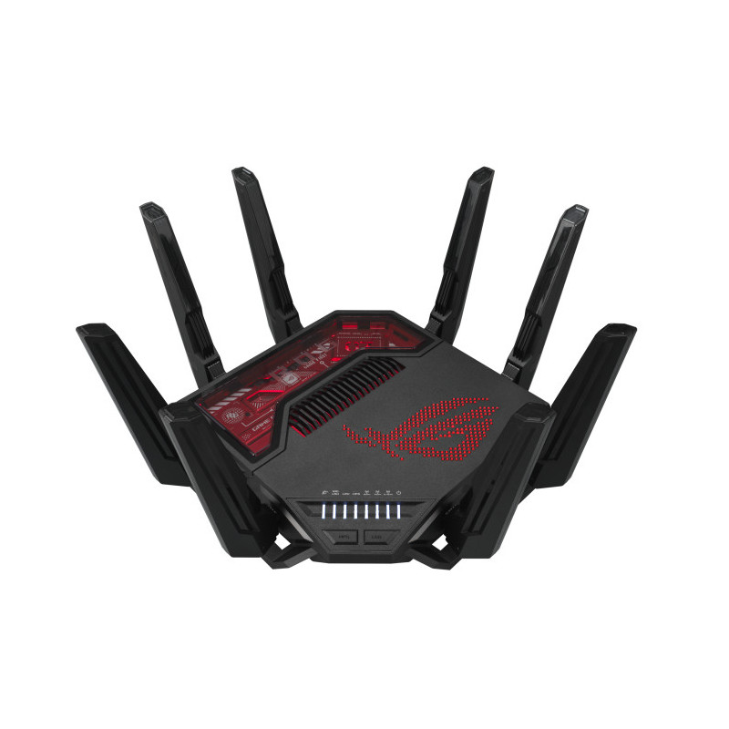 ASUS ROG Rapture GT-BE19000 router wireless Multi-Gigabit Ethernet Tri-band (2,4 GHz/5 GHz/6 GHz) Nero, Rosso