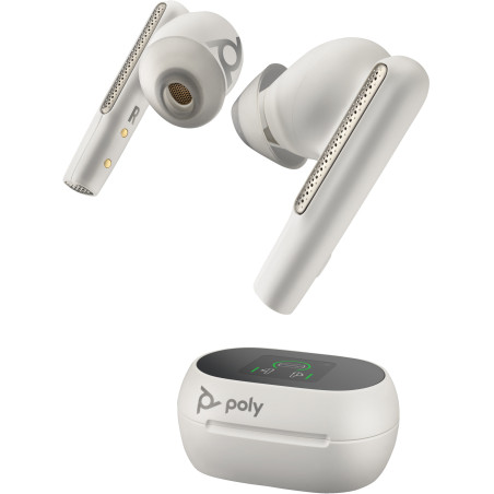 POLY Auricolari bianco sabbia Voyager Free 60+ UC + Adattatore BT700 USB-A + Custodia di ricarica touchscreen