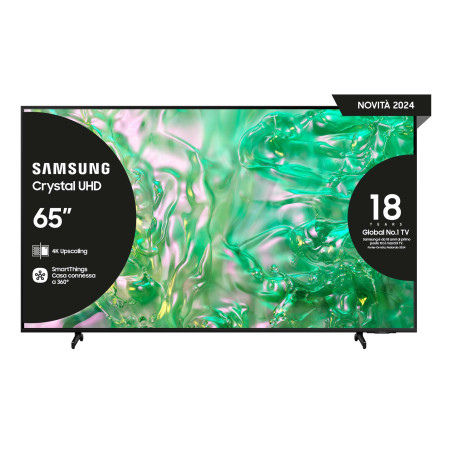 Samsung TV Crystal UHD 4K 65” UE65DU8070UXZT Smart TV Wi-Fi Black 2024, Processore Crystal 4K, 4K Upscaling, AirSlim Design,