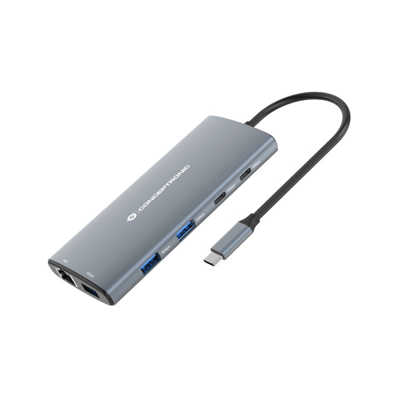 Conceptronic DONN06G replicatore di porte e docking station per laptop Cablato USB 3.2 Gen 1 (3.1 Gen 1) Type-C Grigio