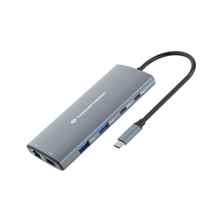 Conceptronic DONN06G replicatore di porte e docking station per laptop Cablato USB 3.2 Gen 1 (3.1 Gen 1) Type-C Grigio