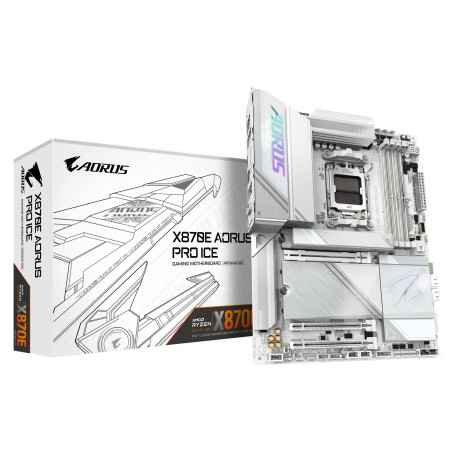 GIGABYTE X870E AORUS PRO ICE Scheda Madre - Supporta CPU AMD Ryzen 9000, 16+2+2 Fasi VRM Digitale, fino a 8000MHz DDR5 (OC),