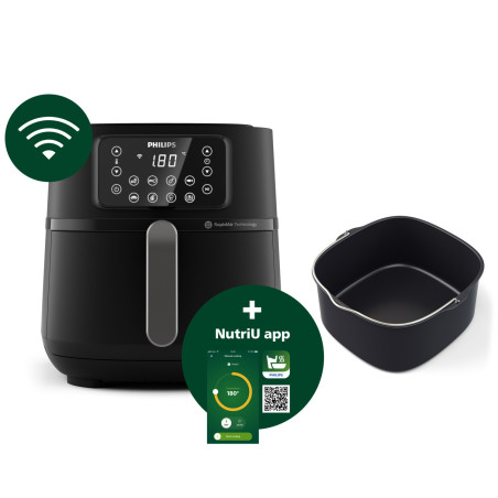 Philips 5000 series Airfryer 7.2L, Friggitrice ad aria 16-in-1, App per ricette , accessorio teglia HD9285/93