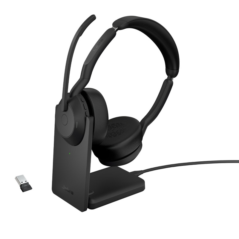 Jabra 25599-989-989 cuffia e auricolare Con cavo e senza cavo A Padiglione Ufficio Bluetooth Base di ricarica Nero