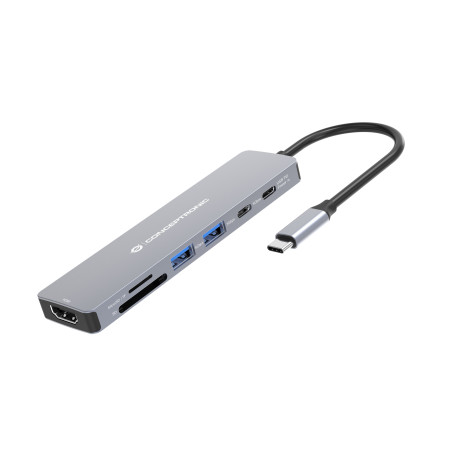 Conceptronic DONN28G replicatore di porte e docking station per laptop Cablato USB 3.2 Gen 1 (3.1 Gen 1) Type-C Grigio