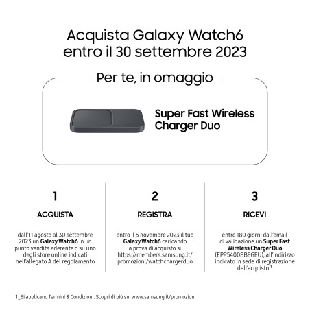 Samsung Galaxy Watch6 Smartwatch Analisi del Sonno Ghiera Touch in Alluminio 44mm Graphite