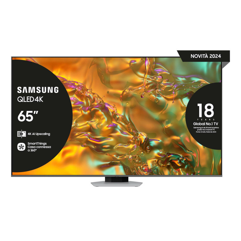 Samsung Q80D TV QLED 4K 65” QE65Q80DATXZT Smart TV Wi-Fi Eclipse Silver 2024, Processore NQ4 AI GEN2, 4K AI Upscaling, Simple