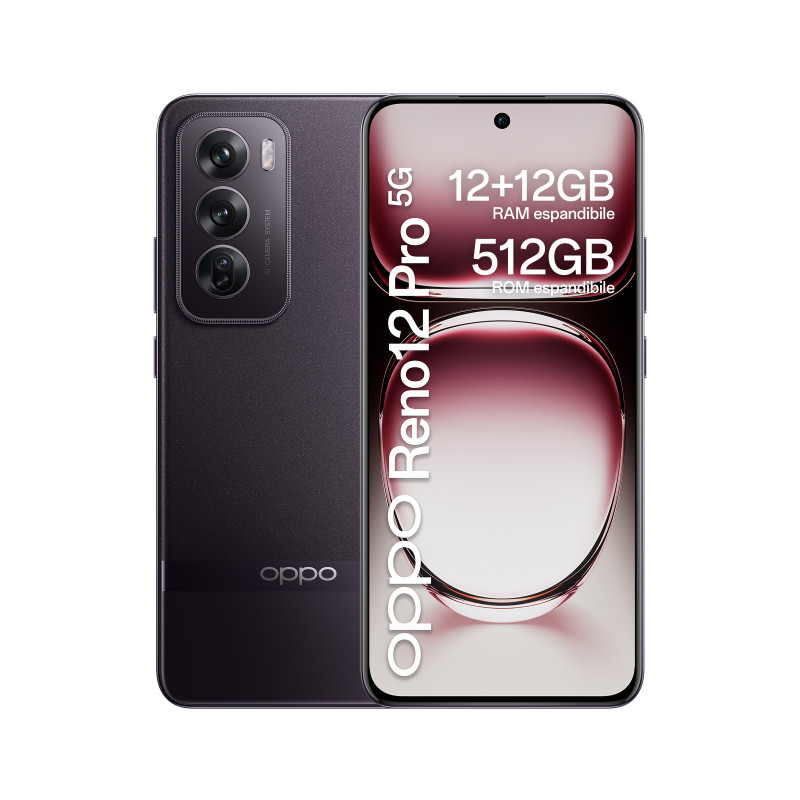 OPPO Reno12 Pro 5G AI Smartphone, Tripla fotocamera 50+50+8MP, Selfie 50MP, Display 6.7” 120HZ AMOLED FHD+, 5000mAh, RAM 24 GB