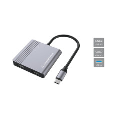 Conceptronic DONN13G replicatore di porte e docking station per laptop Cablato USB 3.2 Gen 1 (3.1 Gen 1) Type-C Grigio