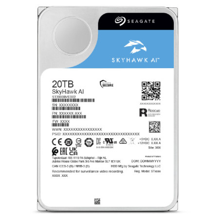 Seagate SkyHawk AI 20 TB disco rigido interno 12 TB 7200 Giri/min 512 MB 3.5" Serial ATA III