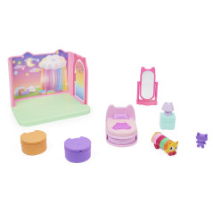 Gabby's Dollhouse Primp and Pamper Bathroom con personaggio MerCat, 3 accessori, 3 mobili e 2 scatole con sorpresa, giocattoli