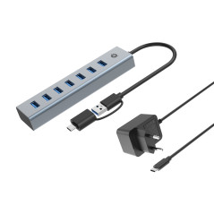 Conceptronic HUBBIES21GP hub di interfaccia USB 3.2 Gen 1 (3.1 Gen 1) Type-A 5000 Mbit s Grigio