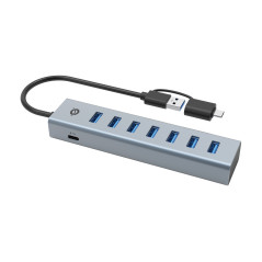 Conceptronic HUBBIES21GP hub di interfaccia USB 3.2 Gen 1 (3.1 Gen 1) Type-A 5000 Mbit s Grigio