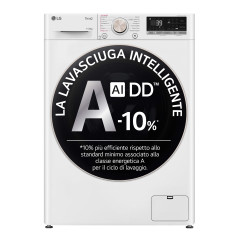 LG D4R7011TSWG Lavasciuga 11 6kg AI DD, Classe D, 1400 giri, TurboWash 360, Vapore, Wi-Fi