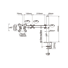 Equip 650151 supporto da tavolo per Tv a schermo piatto 68,6 cm (27") Scrivania Nero