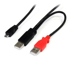 StarTech.com Cavo a doppia alimentazione per disco rigido esterno HDD a splitter Y - cavo dual USB A a micro B da 91cm