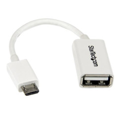 StarTech.com Cavo Adattatore micro USB a USB femmina OTG da viaggio 12cm M F - Bianco