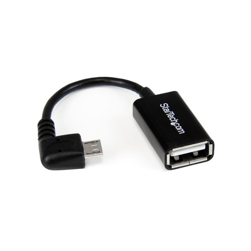 StarTech.com Cavo Adattatore micro USB a USB femmina angolato a destra OTG da viaggio 12cm M/F - Nero