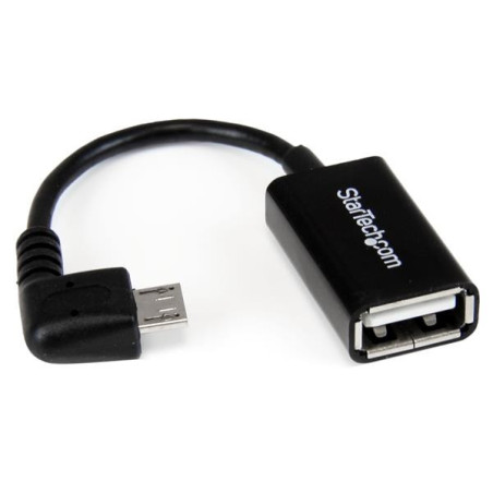 StarTech.com Cavo Adattatore micro USB a USB femmina angolato a destra OTG da viaggio 12cm M F - Nero