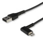 StarTech.com Cavo da USB-A a Lightening da 1m durevole - nero ad angolo retto a 90° in fribra aramidica - Robusto e resistente