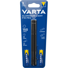 Varta Aluminium F10 Pro LED Flashlight (incl. 2x Longlife Power AAA Batterie per l'uso quotidiano, 150 lumen, resistente agli