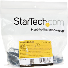 StarTech.com Cavo Prolunga di Alimentazione da 1m, Prolunga Elettrica AC per Computer Stampante Monitor da C14 a C13, 10A-125V,