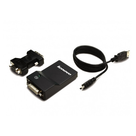 Lenovo USB 3.0 - DVI/VGA adattatore grafico USB 2048 x 1152 Pixel Nero