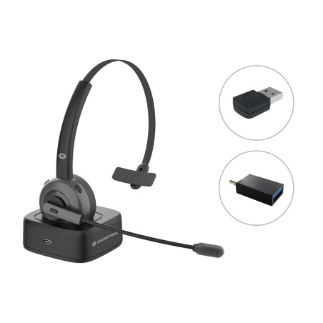 Conceptronic POLONA03BDA cuffia e auricolare Cuffie Wireless A Padiglione Ufficio Bluetooth Base di ricarica Nero