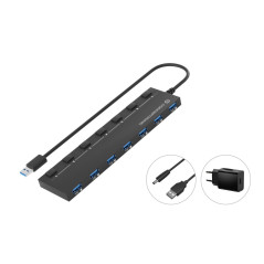 Conceptronic HUBBIES19BP hub di interfaccia USB 3.2 Gen 1 (3.1 Gen 1) Type-A 5000 Mbit s Nero