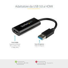 StarTech.com Adattatore da USB 3.0 a HDMI - 1080p (1920x1200) - Sottile Compatto convertitore video da USB Type-A a HDMI per