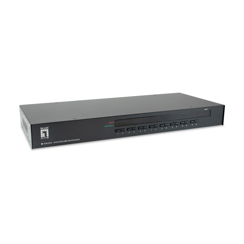 LevelOne KVM-3216 switch per keyboard-video-mouse (kvm) Montaggio rack Nero