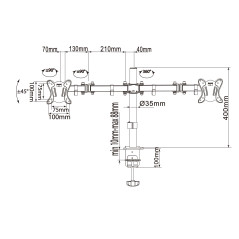 Equip 650152 supporto da tavolo per Tv a schermo piatto 68,6 cm (27") Scrivania Nero