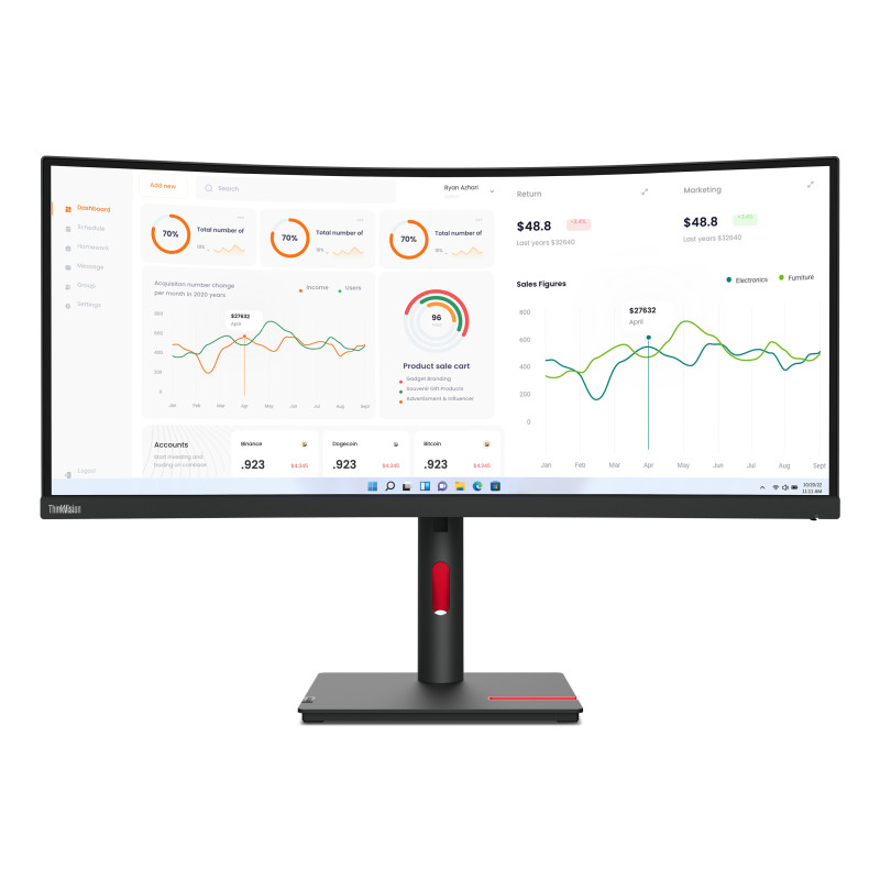 Lenovo ThinkVision T34w-30 LED display 86,4 cm (34") 3440 x 1440 Pixel Wide Quad HD Nero