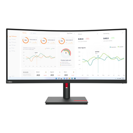 Lenovo ThinkVision T34w-30 LED display 86,4 cm (34") 3440 x 1440 Pixel Wide Quad HD Nero