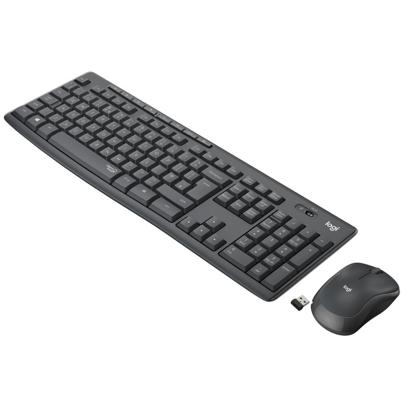 Logitech MK295 Silent Wireless Combo tastiera Mouse incluso Ufficio RF Wireless AZERTY Belga Grafite