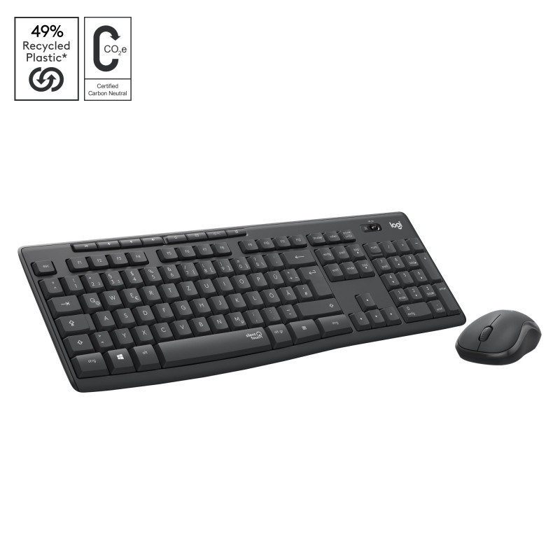 Logitech MK295 Silent Wireless Combo tastiera Mouse incluso Ufficio RF Wireless QWERTZ Svizzere Grafite