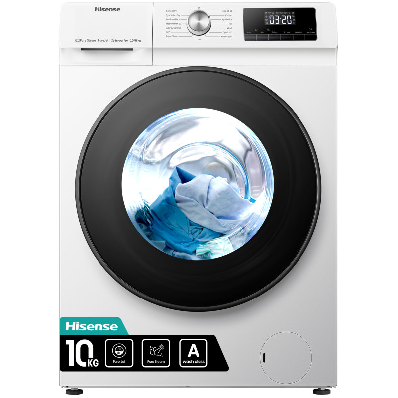 Hisense WDQA1014EVJM lavasciuga Libera installazione Caricamento frontale Bianco D